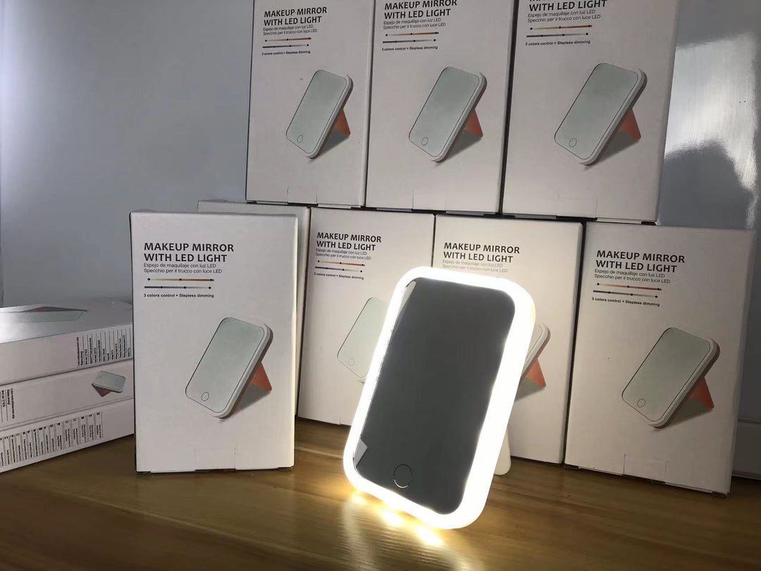Square LED Makeup Mirror With Light Smart Touch Portable